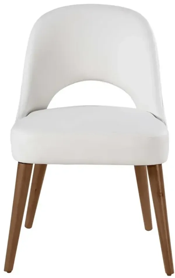 Chintaly Kenza White Open Back Side Chair with Solid Wood Legs