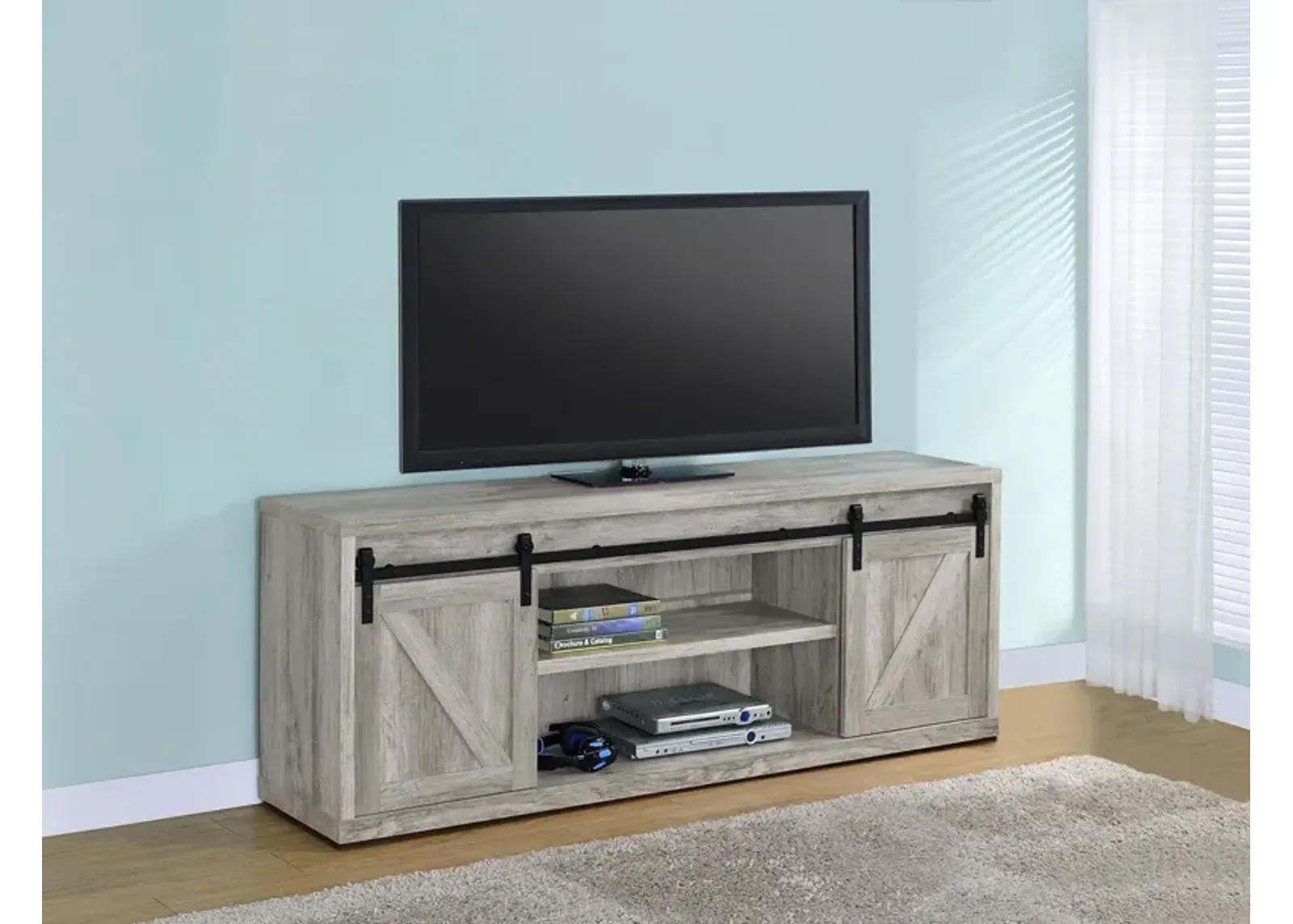 Coaster Brockton 2-Door Engineered Wood 71 Inch TV Stand Grey Driftwood