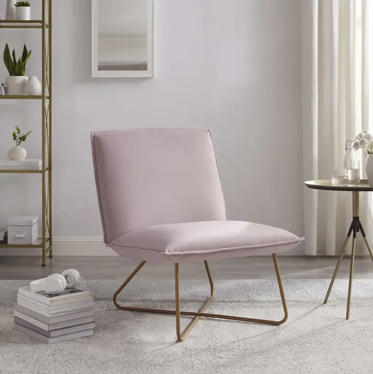 Kevlin Blush Pink Armless Chair