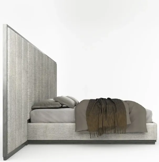 COLONNA WALL KING BED IN ARGENTO (MEDIUM GREY WOOD FINISH)