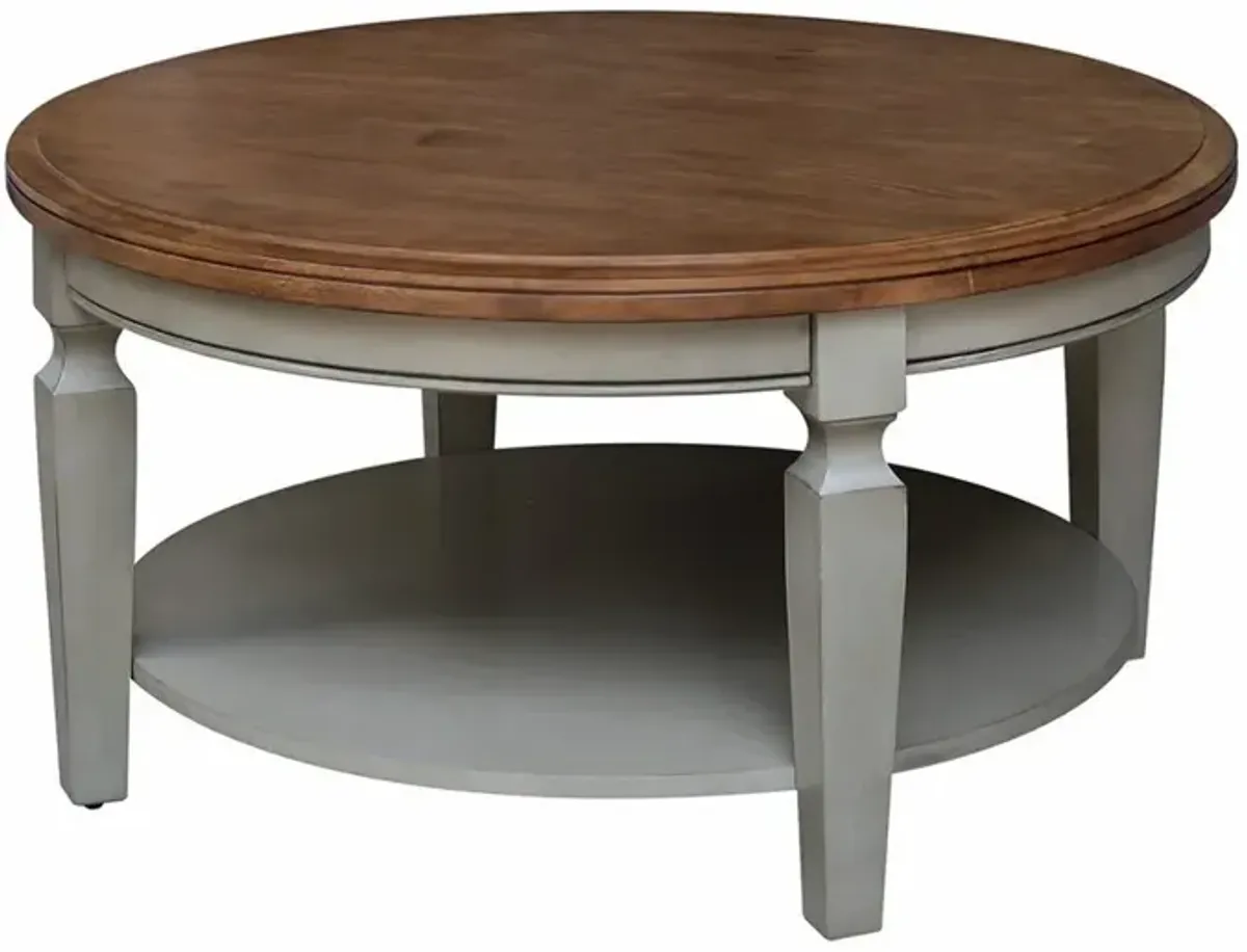 Vista Round Coffee Table in Hickory & Stone