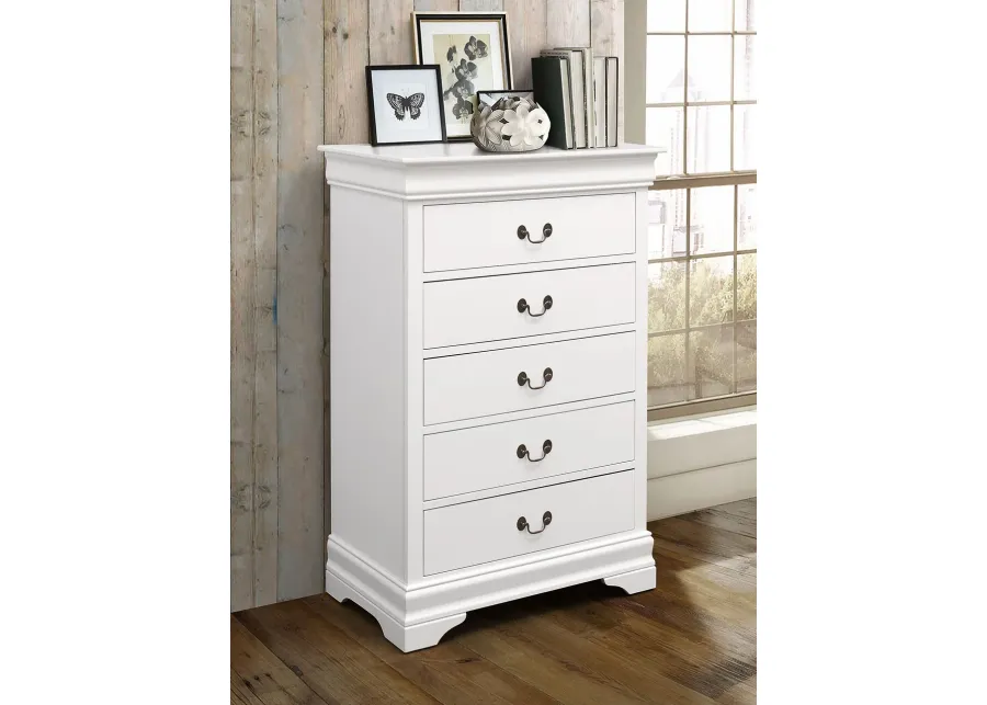 LOUIS PHILIPPE FIVE-DRAWER CHEST WHITE