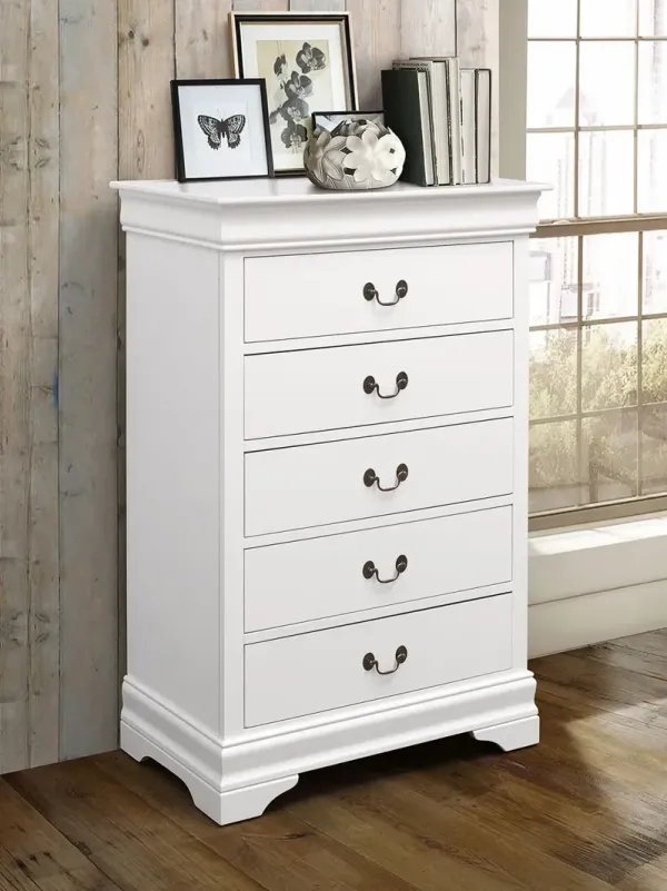 Louis Philippe 5-Drawer Bedroom Chest White