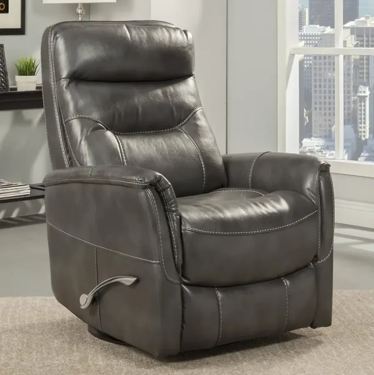 Parker House Gemini Collection Manual Swivel Glider Recliner in Flint