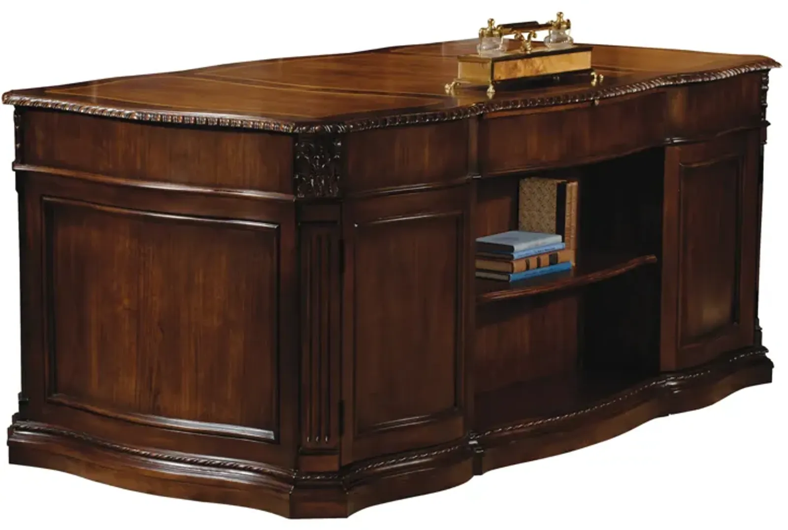 Hekman Executive Desk Walnut Burl Old World