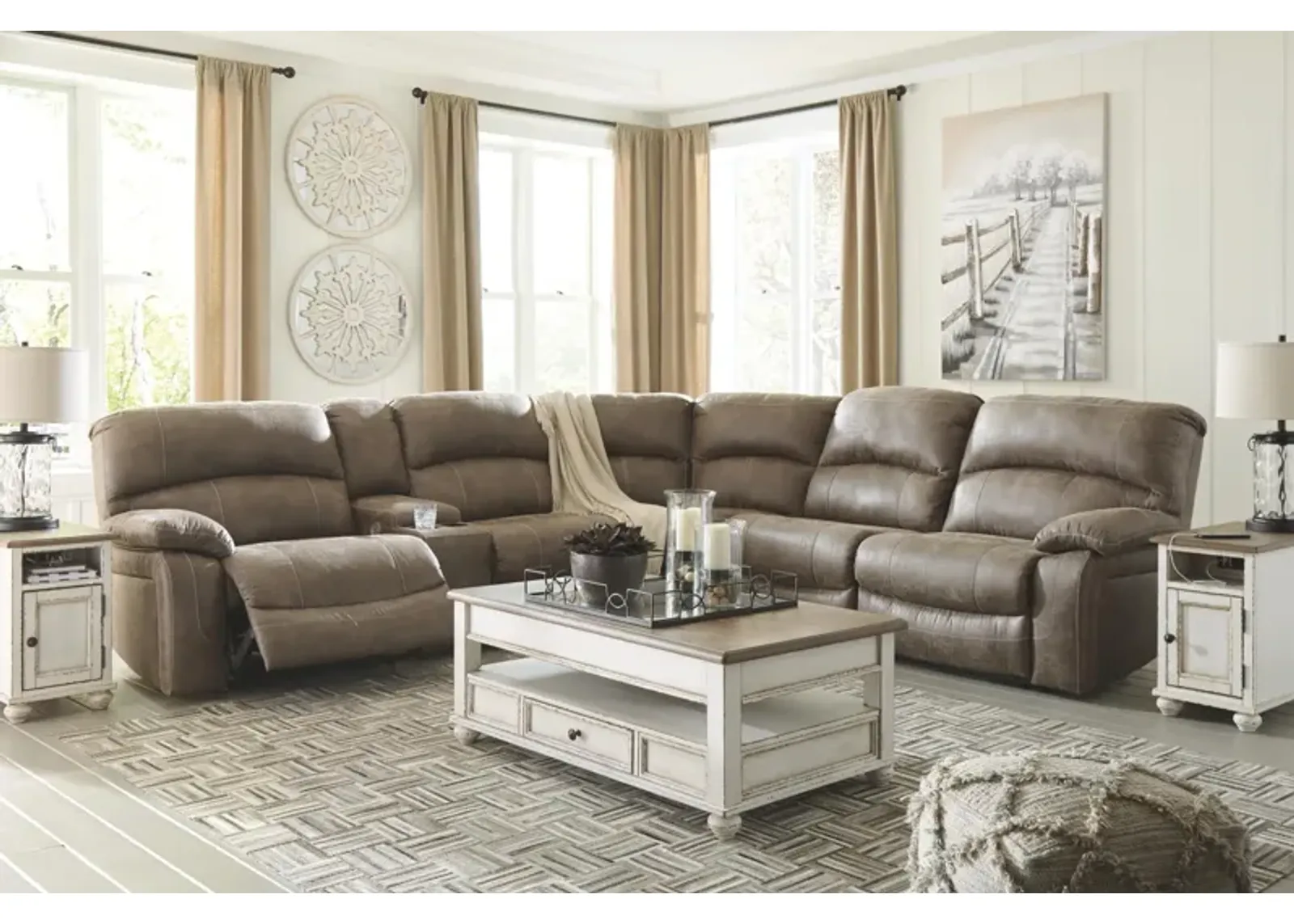 Ashley Segburg 4-Piece Power Reclining Sectional Driftwood Benchcraft