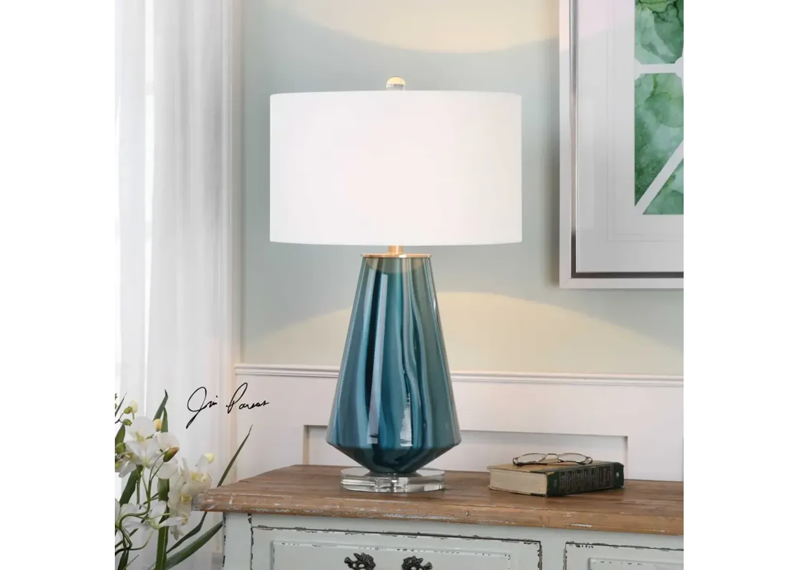 Uttermost Pescara Teal-Gray Table Lamp