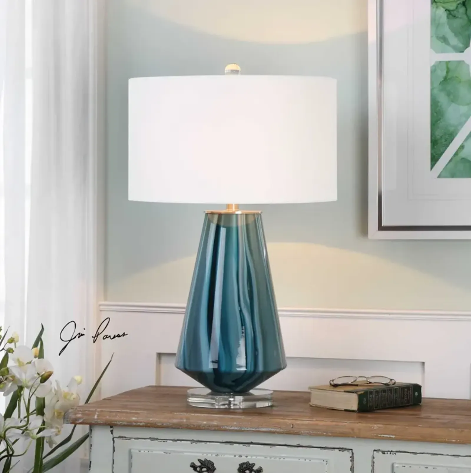 Uttermost Pescara Teal-Gray Table Lamp