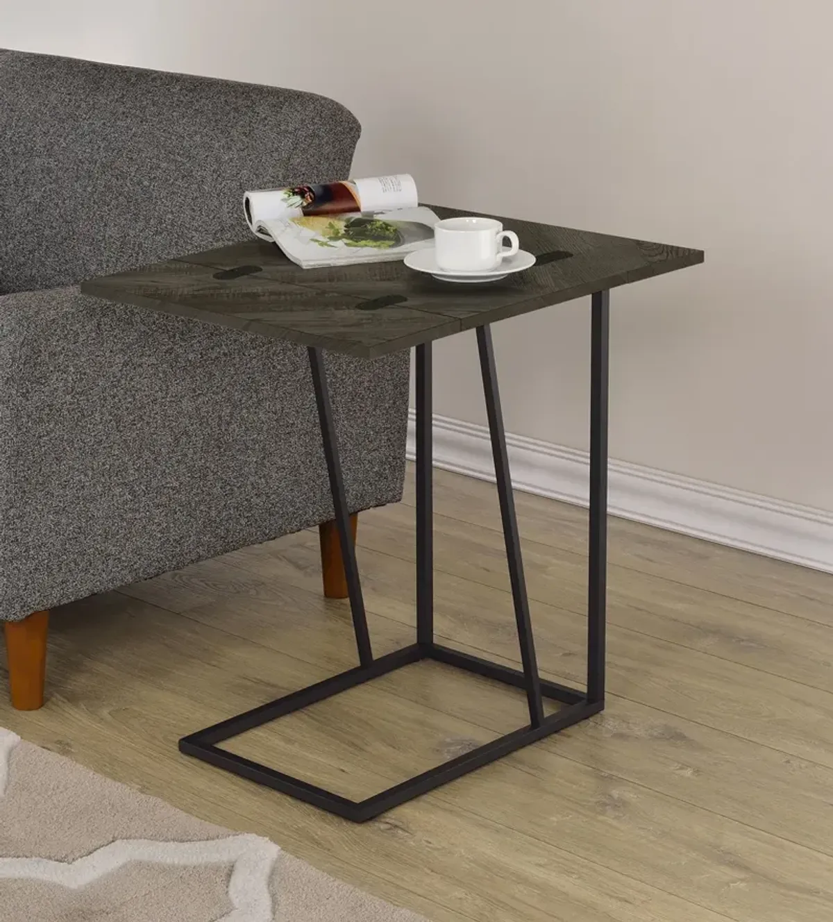 Coaster Carly Expandable Engineered Wood C-Shaped Side Table Grey