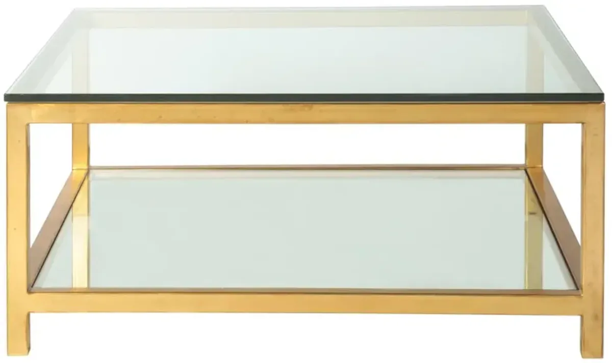 Artistica Home by Lexington Metal Designs Per Se 42 Inch Square Metal Cocktail Table Gold Leaf/Clear