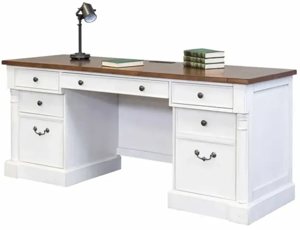 Martin Furniture Durham 70 Inch White Credenza Desk