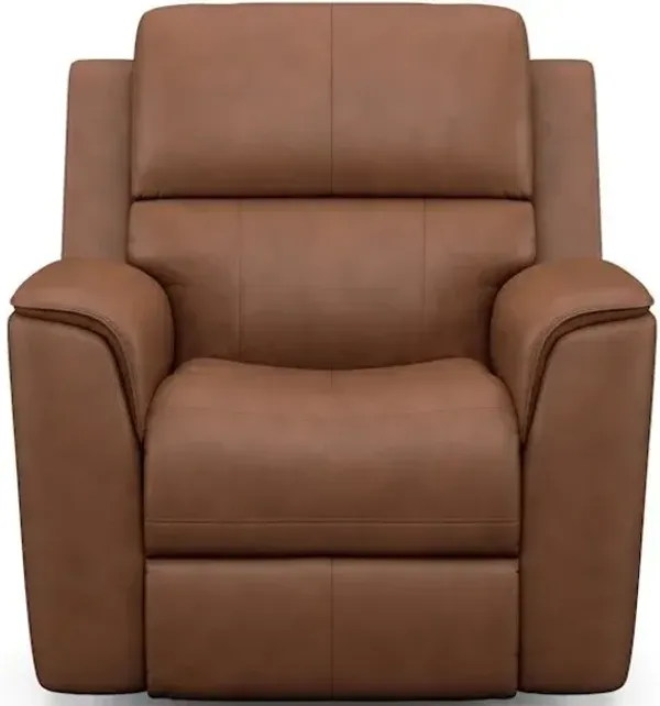 Flexsteel Henry Carmel Leather Power Recliner with Power Headrest & Lumbar