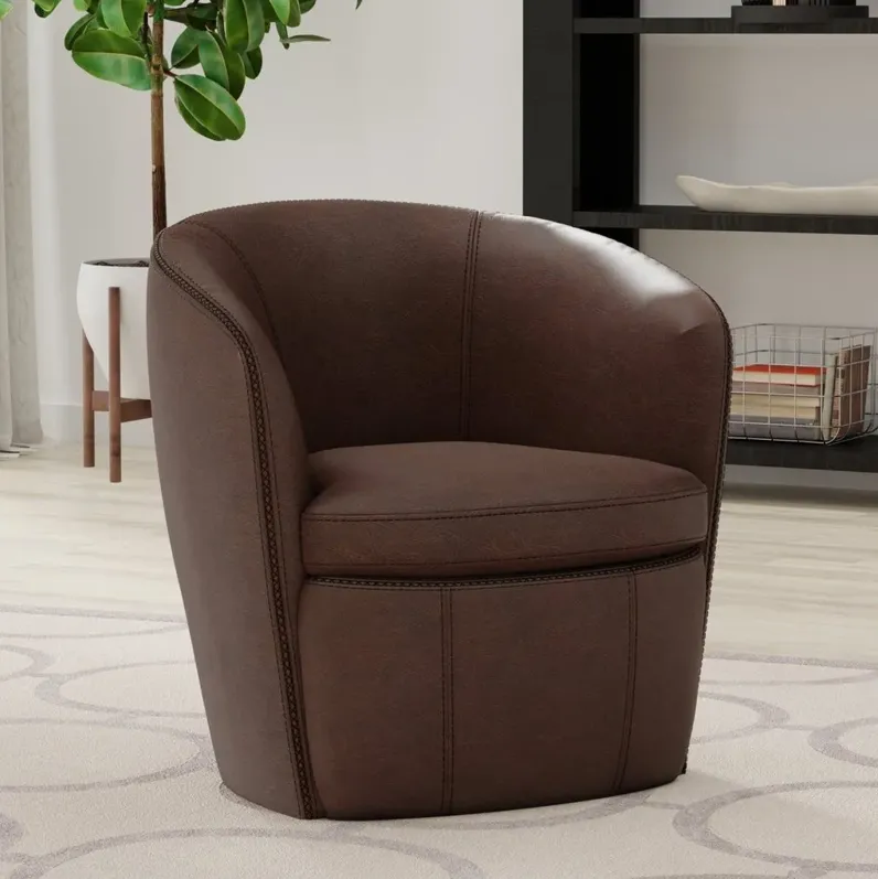 BAROLO SWIVEL CLUB CHAIR IN VINTAGE BROWN