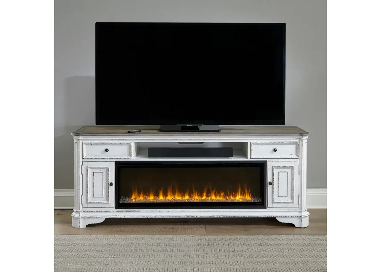 Liberty Furniture 82 Inch Fireplace Media Entertainment TV Stand