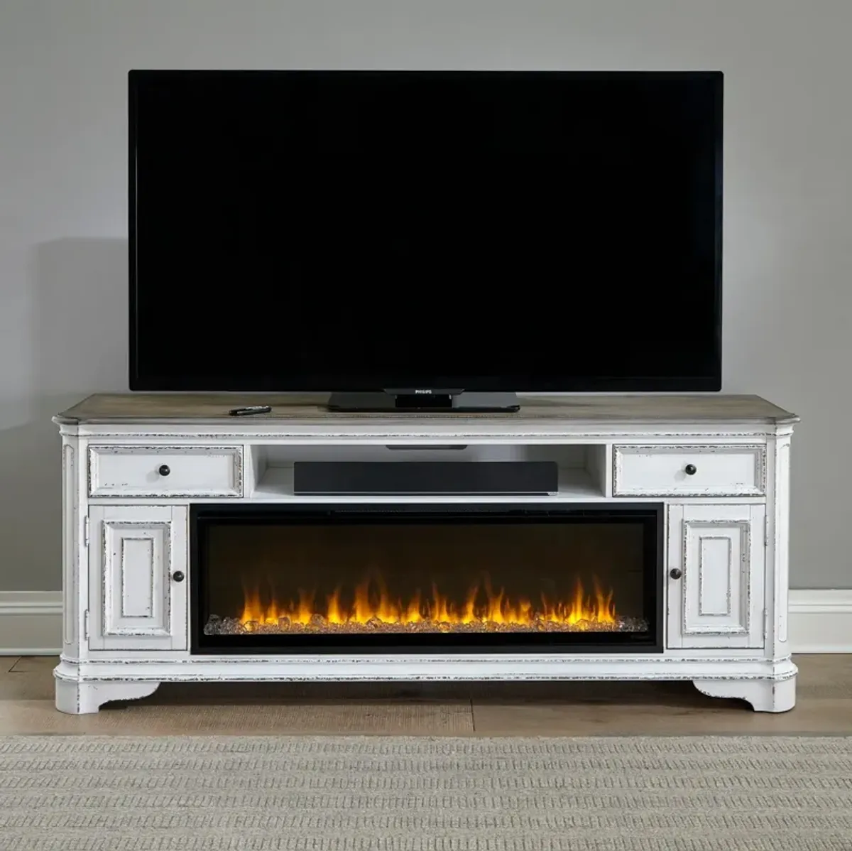 82 Inch Fireplace Media Entertainment TV Stand