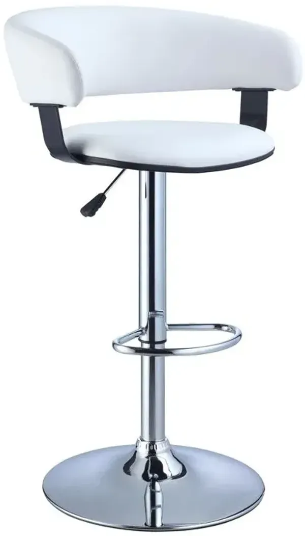 Powell White Faux Leather Barrel & Chrome Adjustable Height Bar Stool