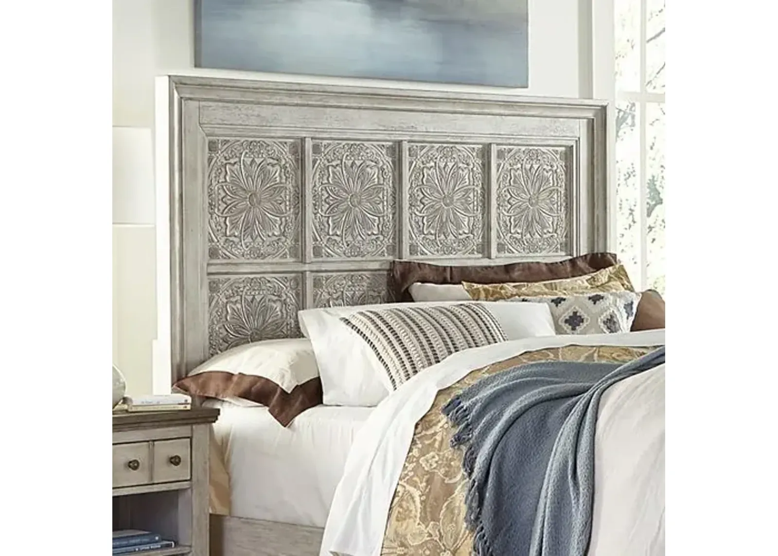 Liberty Furniture Heartland Antique White King Decorative Panel Headboard Only