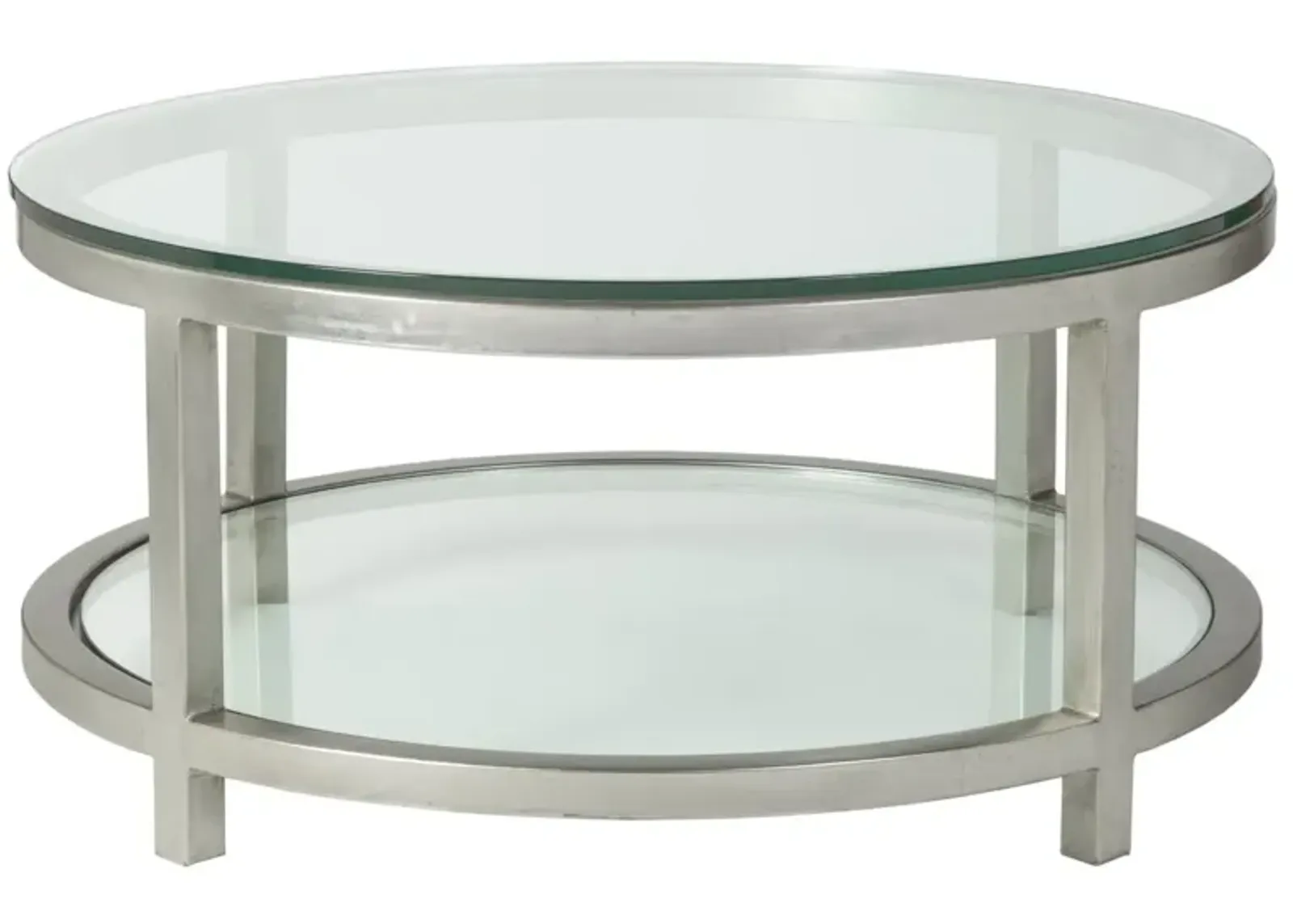 Artistica Home by Lexington Metal Designs Per Se 40 Inch Round Metal Cocktail Table Silver Leaf/Clear