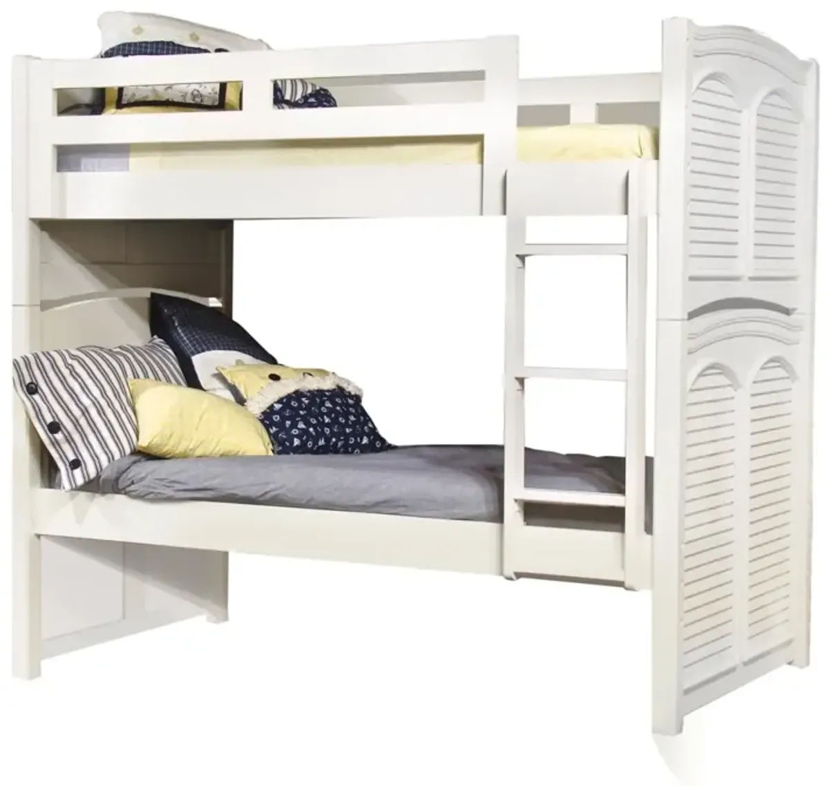 American Woodcrafters Cottage Traditions Complete 3/3 Over 3/3 Bunk Bed in Clean White Cottage Finish