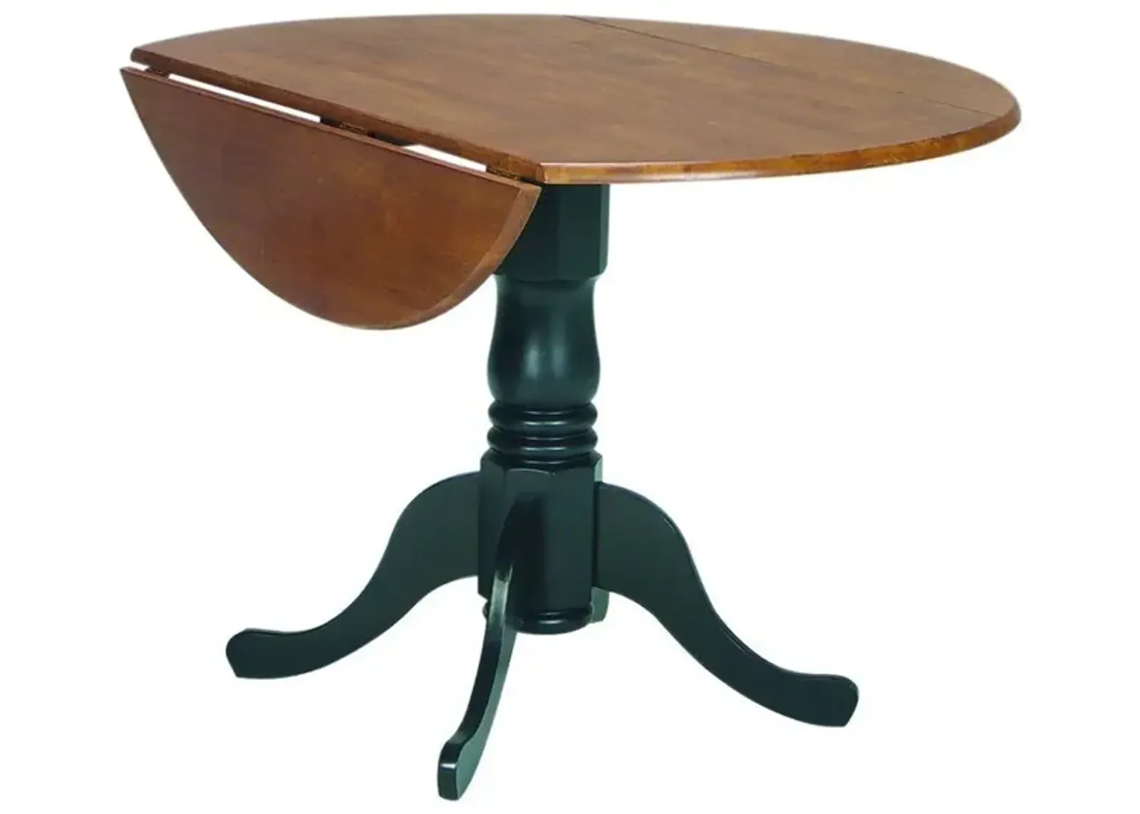 John Thomas Dining Essentials Round Drop Leaf Pedestal Table in Black/Cherry