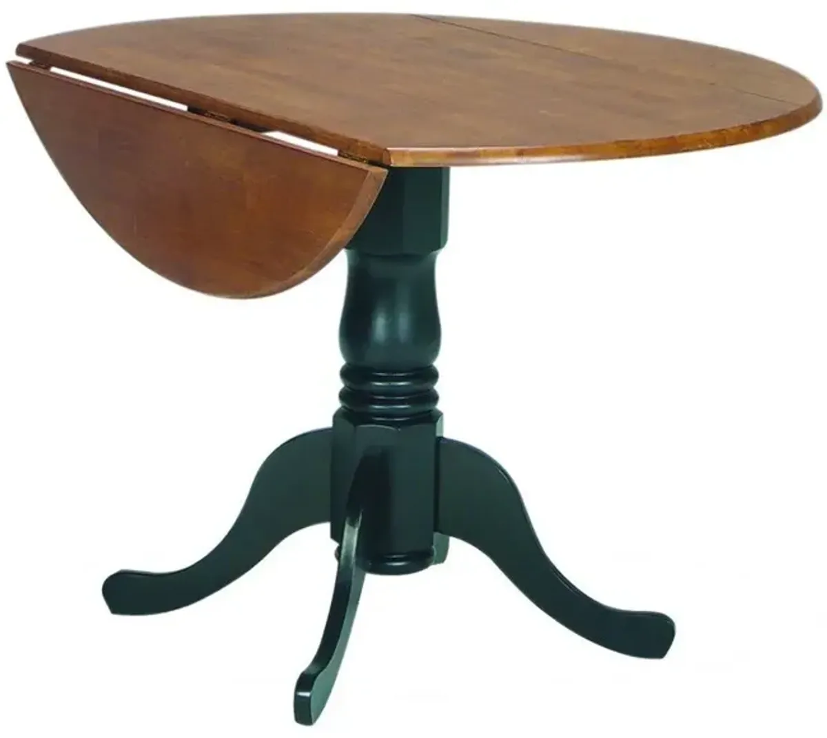 John Thomas Dining Essentials Round Drop Leaf Pedestal Table in Black/Cherry