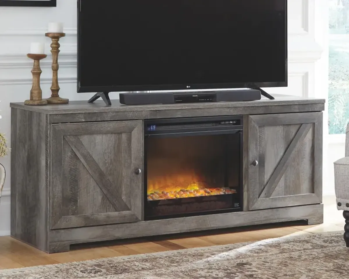 Ashley Wynnlow Gray 63 Inch TV Stand with Electric Fireplace 4608 BTU/1400W