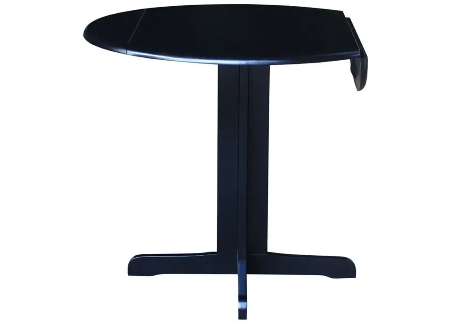 John Thomas Dining Essentials 36 Inch Round Drop Leaf Pedestal Table in Black