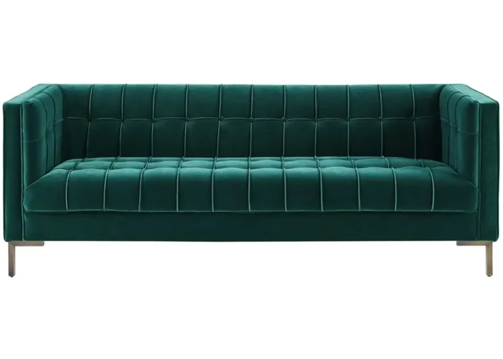 Steve Silver Isaac Channel Stitched Green Velvet Sofa