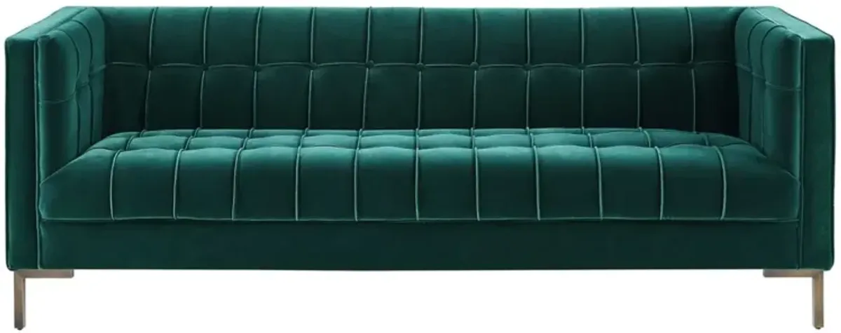 Steve Silver Isaac Channel Stitched Green Velvet Sofa