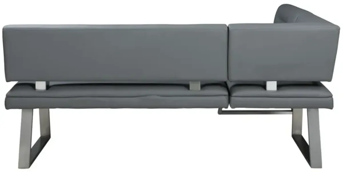 Chintaly Rachel Grey Contemporary Tufted Reversible Dining Nook Bench