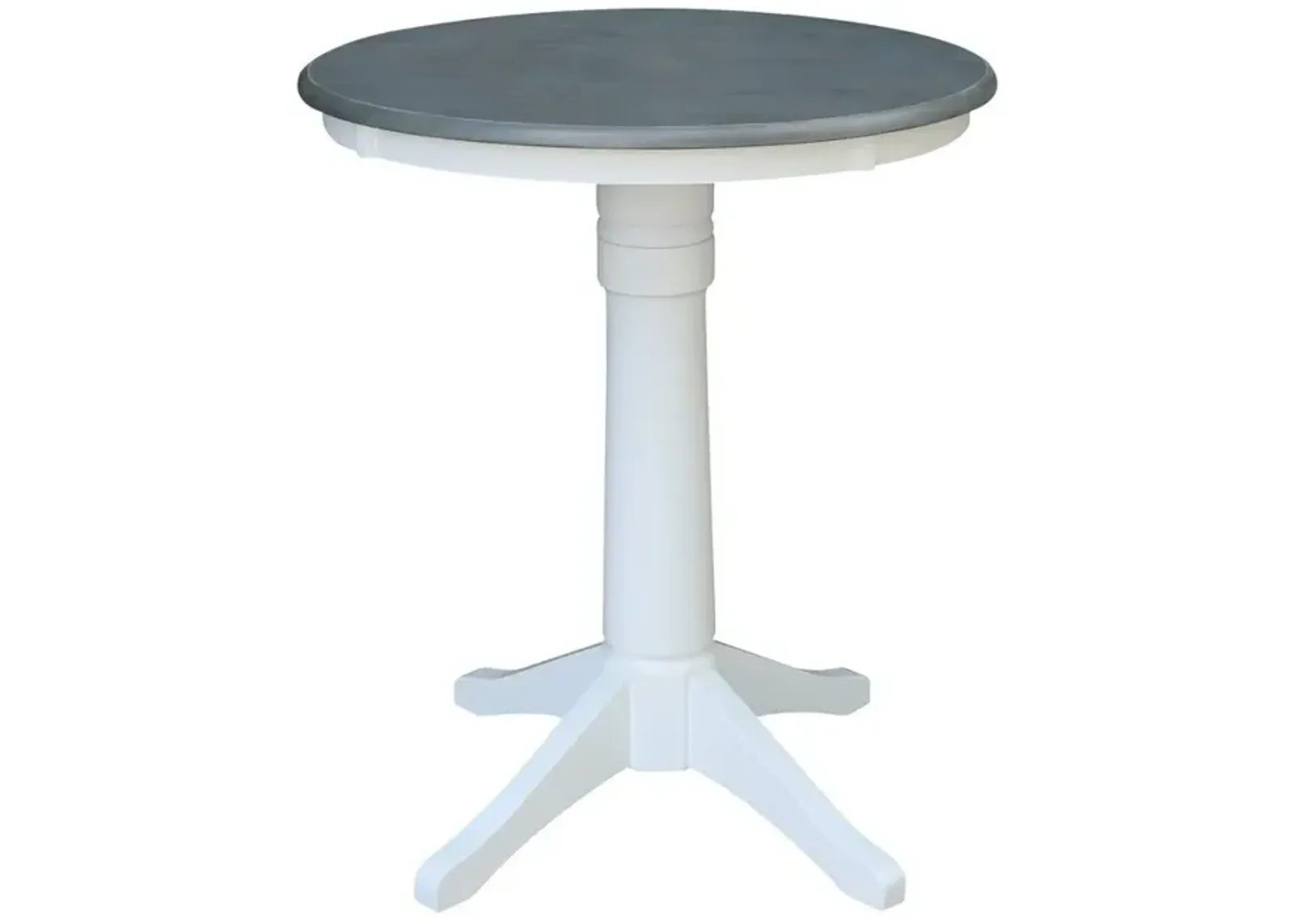 John Thomas Dining Essentials 30 Inch Round Table Top with 36 Inch Transitional Pedestal Base with Extension in Heather Gray & White