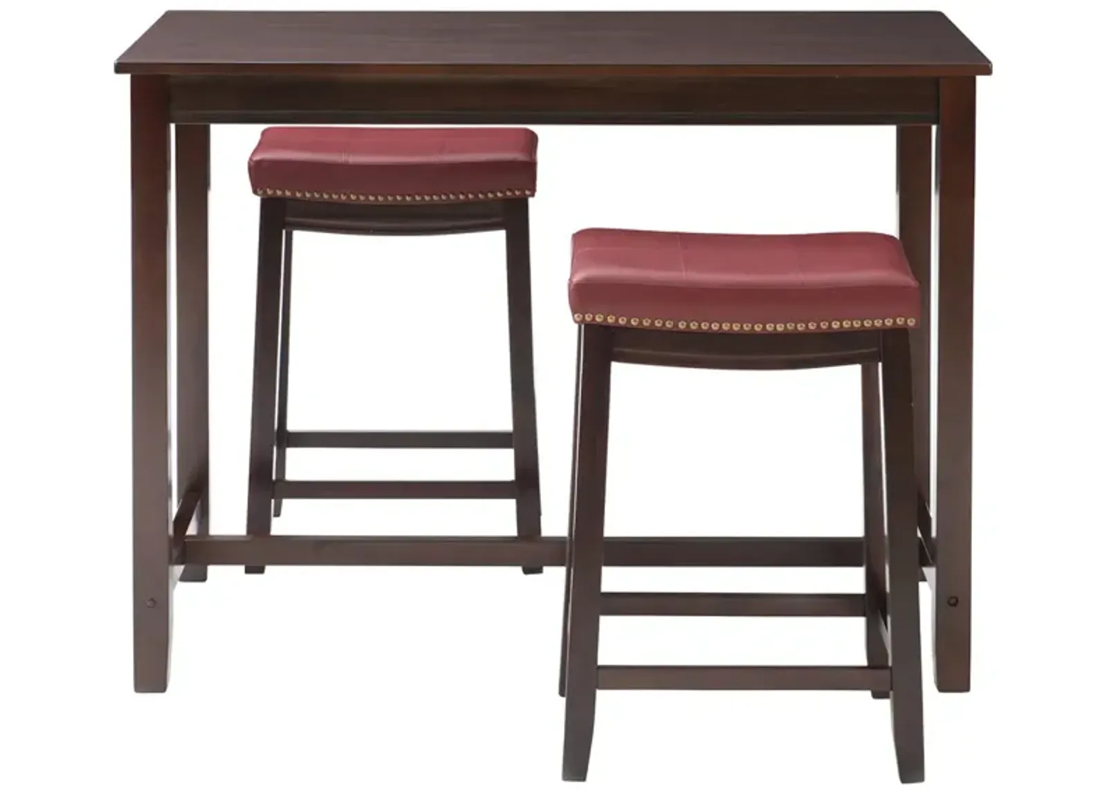 Linon Claridge 3-Piece Counter Set Brown Red