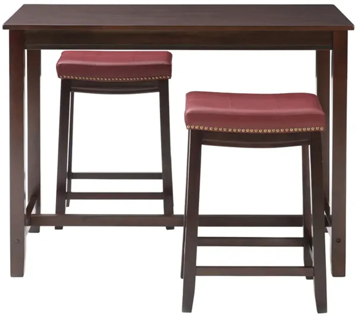 Linon Claridge 3-Piece Counter Set Brown Red