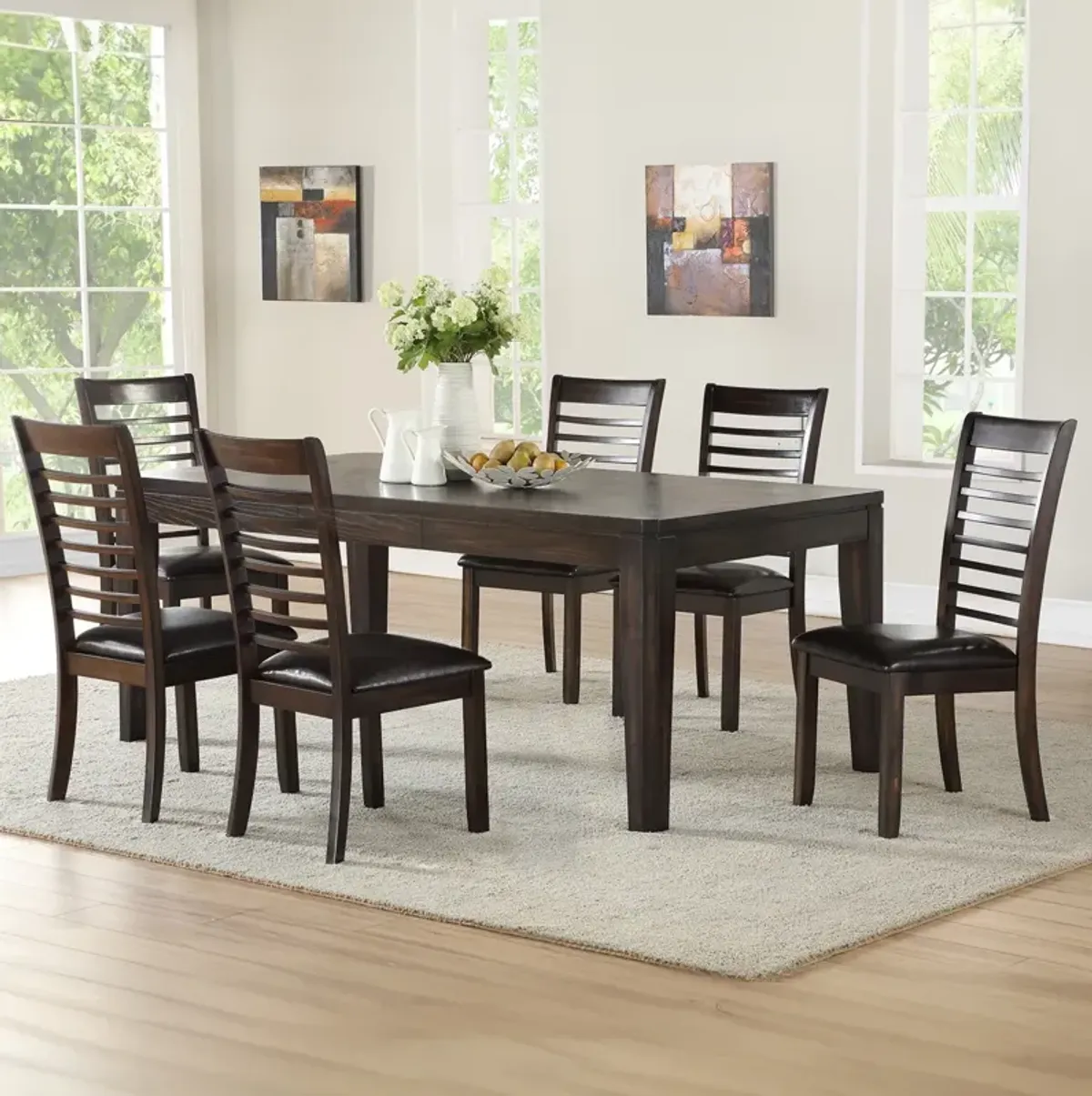 Steve Silver Ally 7-Piece Dining Table & 6 Side Chairs Set In Antique Charcoal