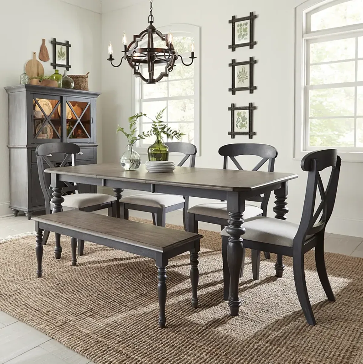 Liberty Furniture Ocean Isle 6-Piece Grey/Slate/Weathered Pine Casual Dining Table Set