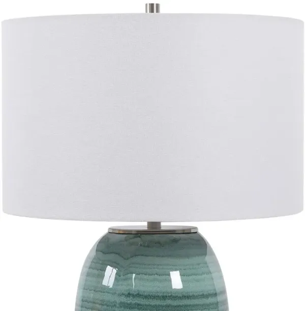 Uttermost Caicos Aqua/Teal Crackle Glaze Table Lamp