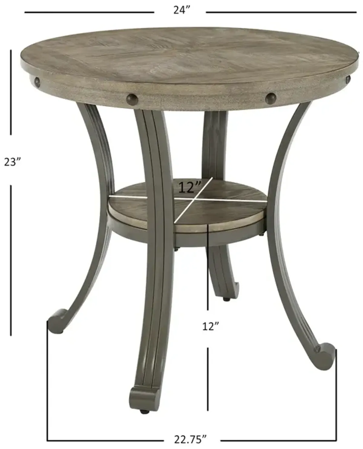 Powell Franklin Metal & Wood Round Side Table Pewter