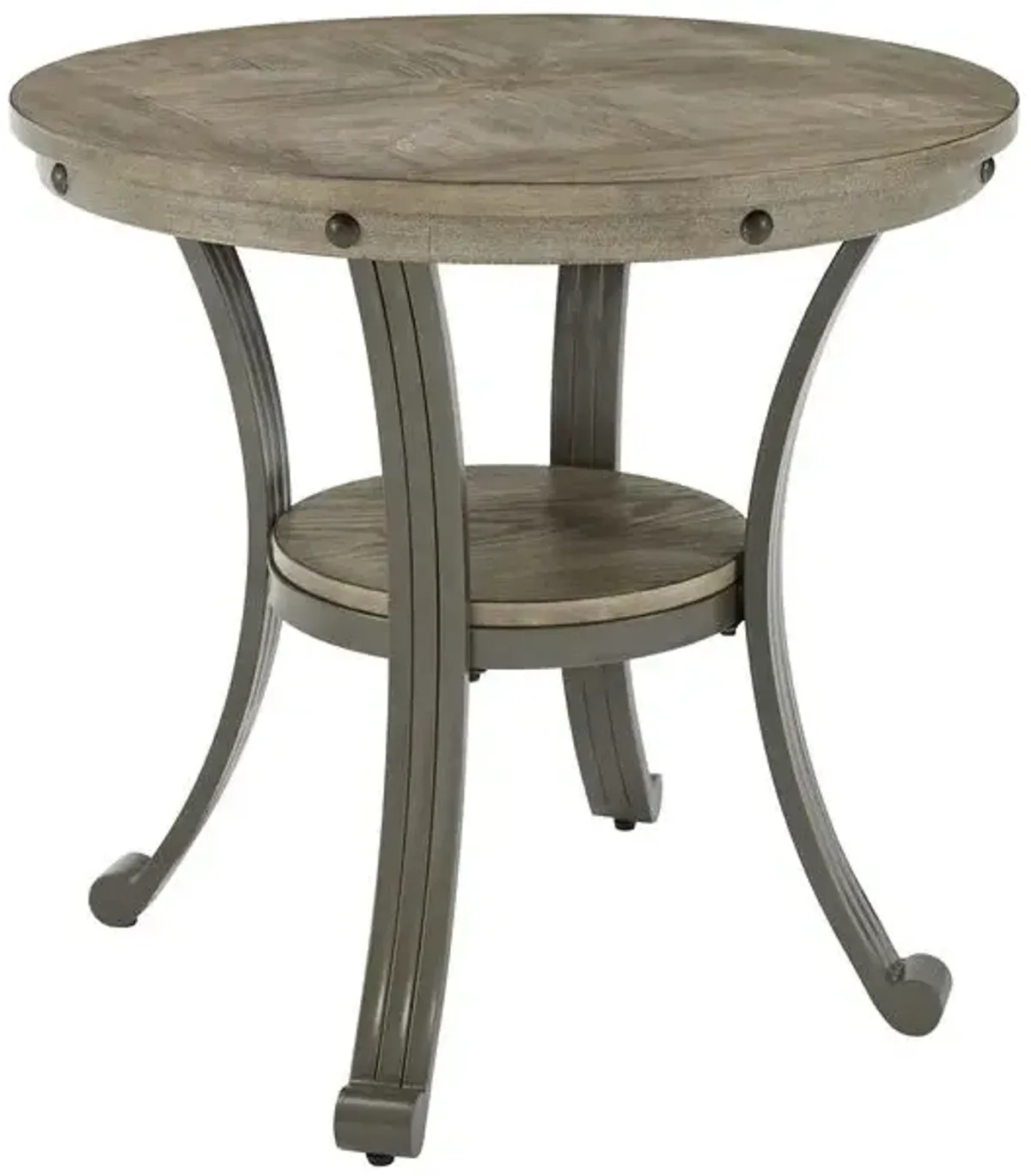 Powell Franklin Metal & Wood Round Side Table Pewter