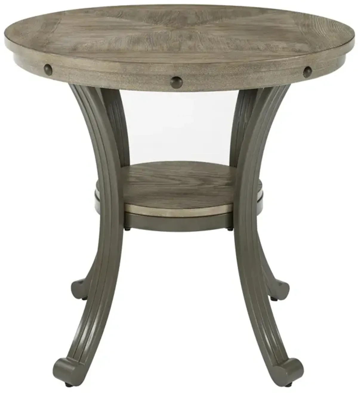 Powell Franklin Metal & Wood Round Side Table Pewter