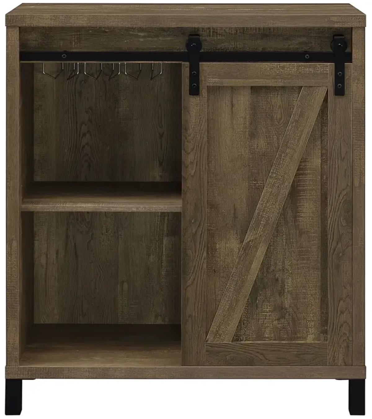 Coaster Arlington Sliding Door Home Bar Wine Cabinet Rustic Oak