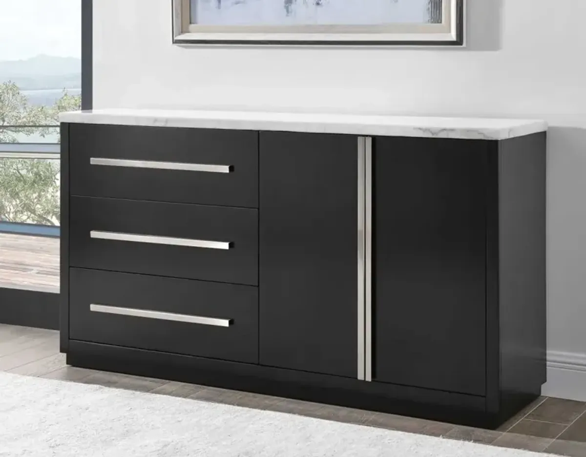 Steve Silver Camila Black/White Marble Server
