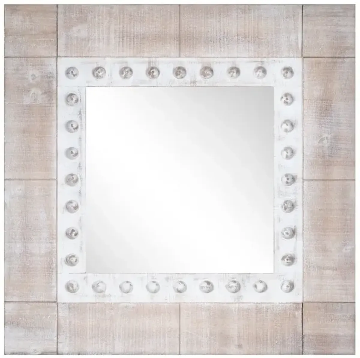 Crestview Squared Away Brown/Off-White Wall Mirror