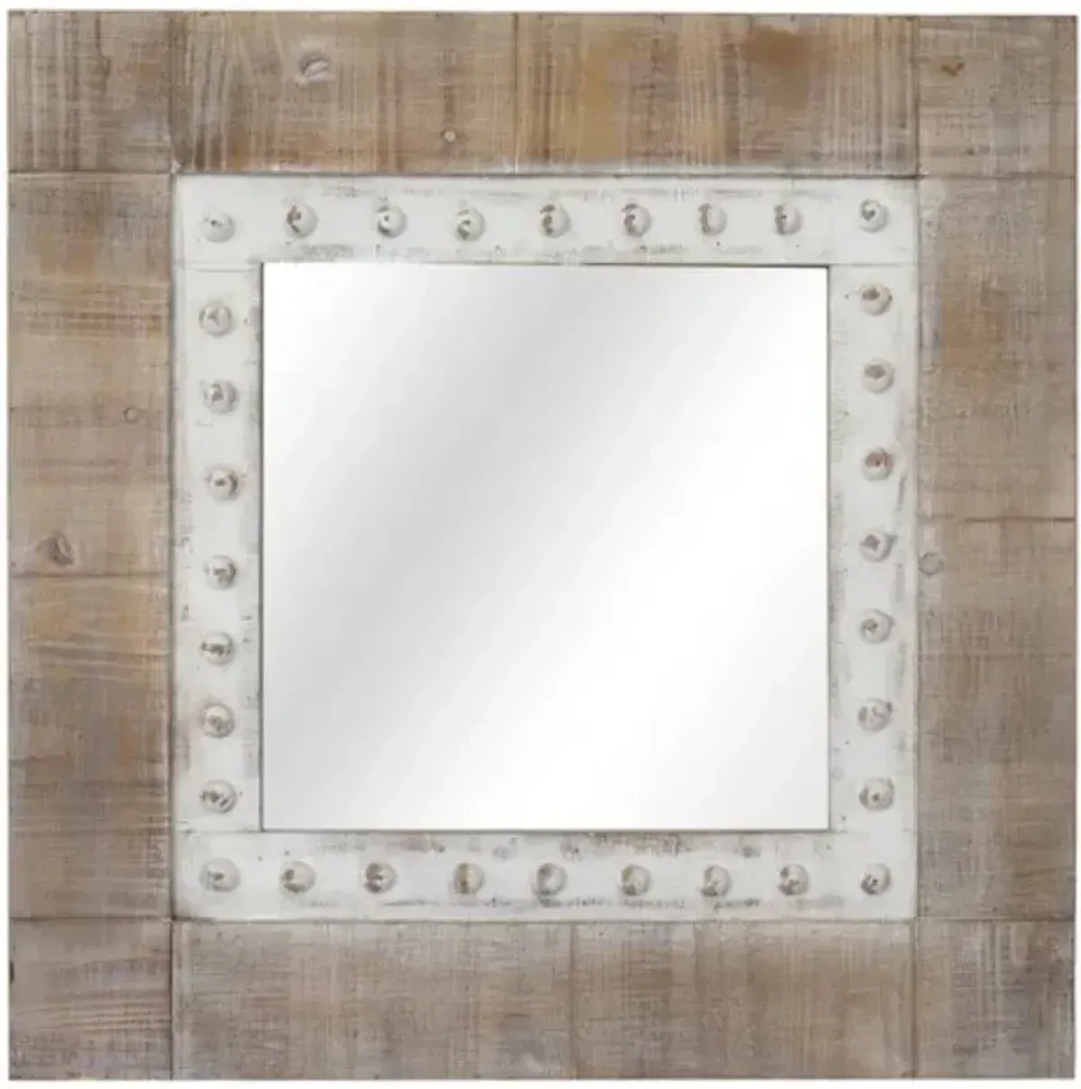 Crestview Squared Away Brown/Off-White Wall Mirror