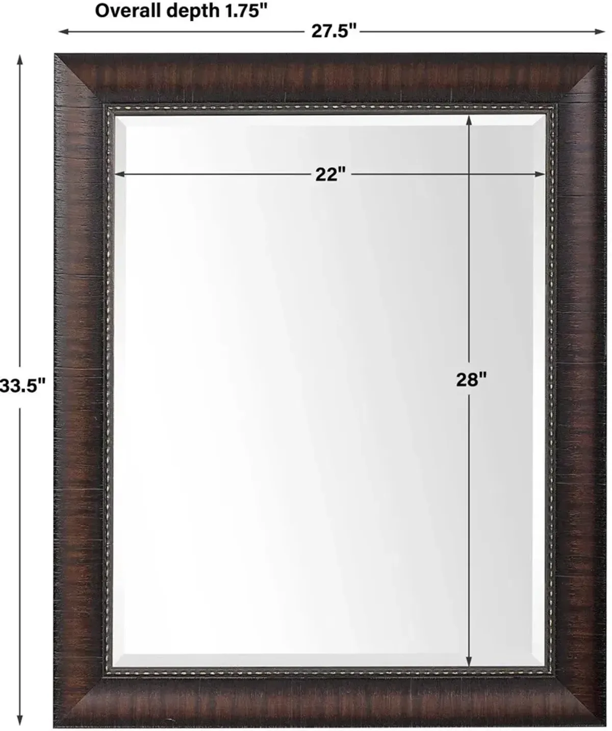 Uttermost Wythe Rich Mahogany Wood Mirror