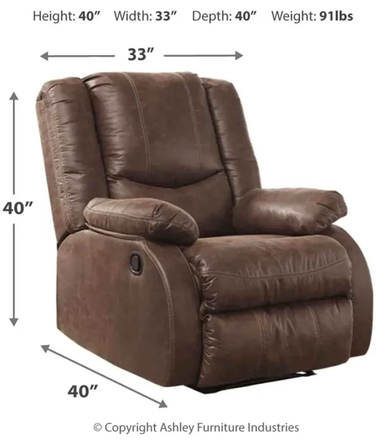 Ashley Bladewood Coffee Zero Wall Recliner