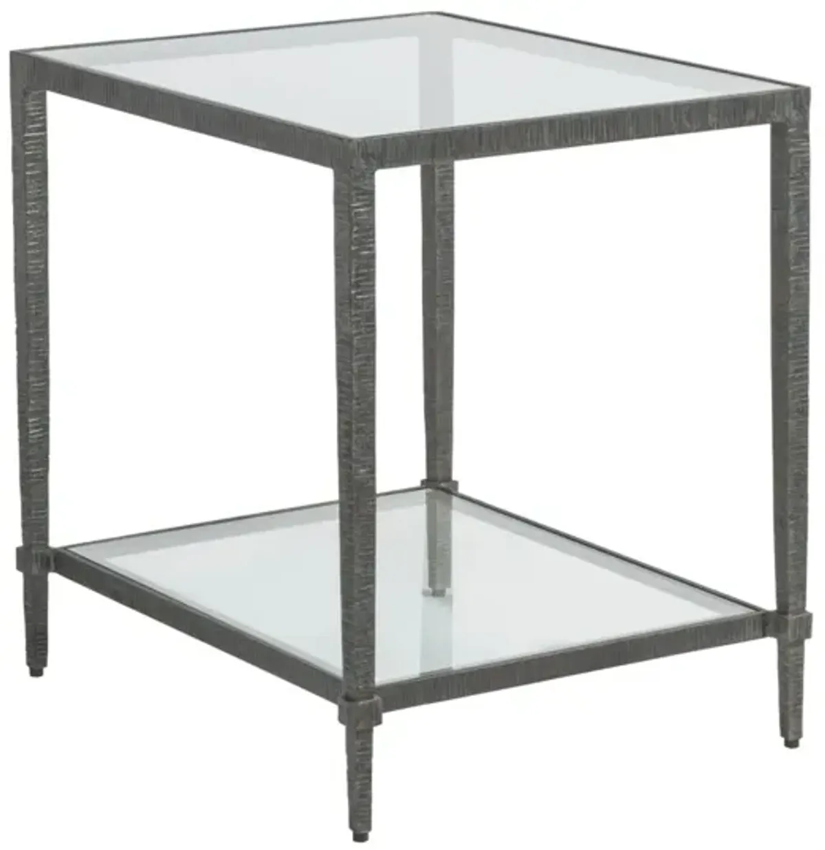 Artistica Home by Lexington Metal Designs Claret 24 Inch Rectangular Metal End Table Iron Gray/Clear