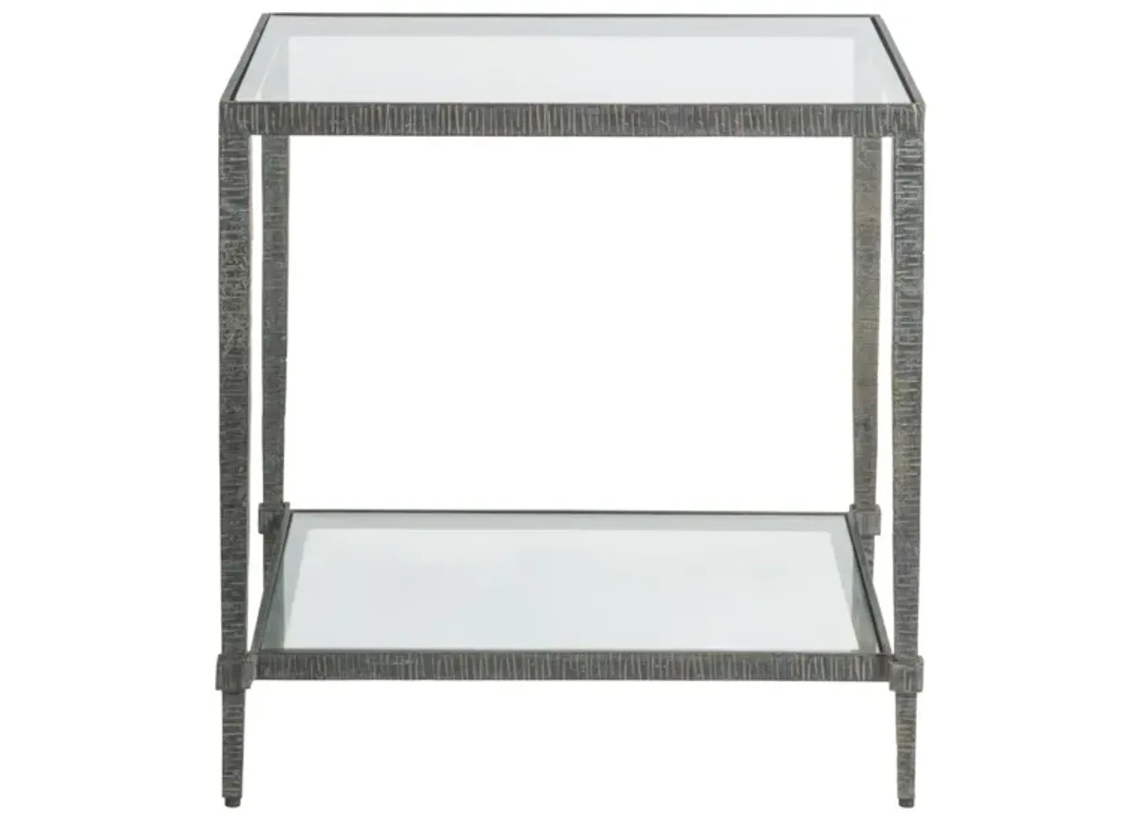 Artistica Home by Lexington Metal Designs Claret 24 Inch Rectangular Metal End Table Iron Gray/Clear