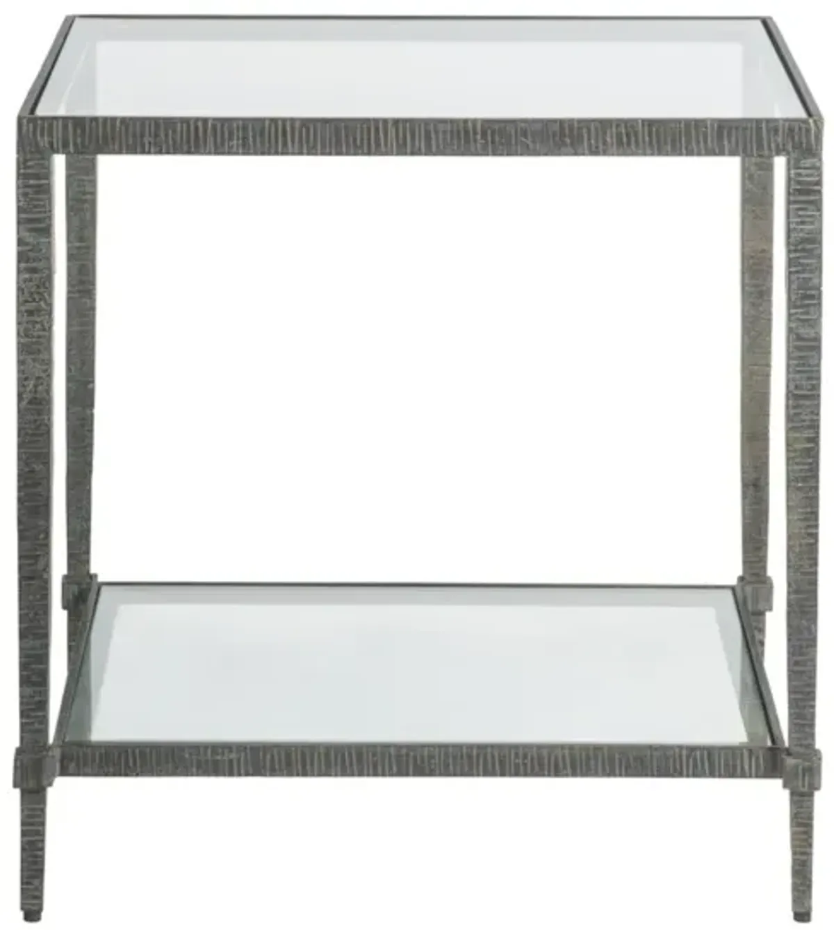 Artistica Home by Lexington Metal Designs Claret 24 Inch Rectangular Metal End Table Iron Gray/Clear