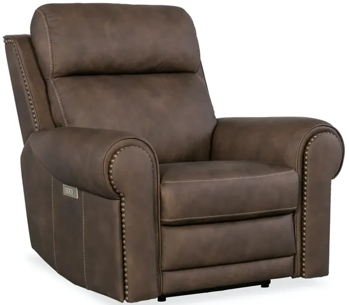 Hooker Furniture Duncan Kalahari Bark Power Leather Recliner with Power Headrest & Lumbar