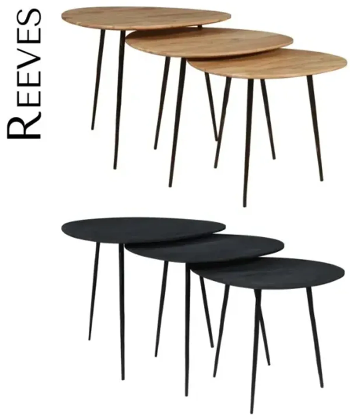 Jofran Reeves Nesting Table Set of 3 Black